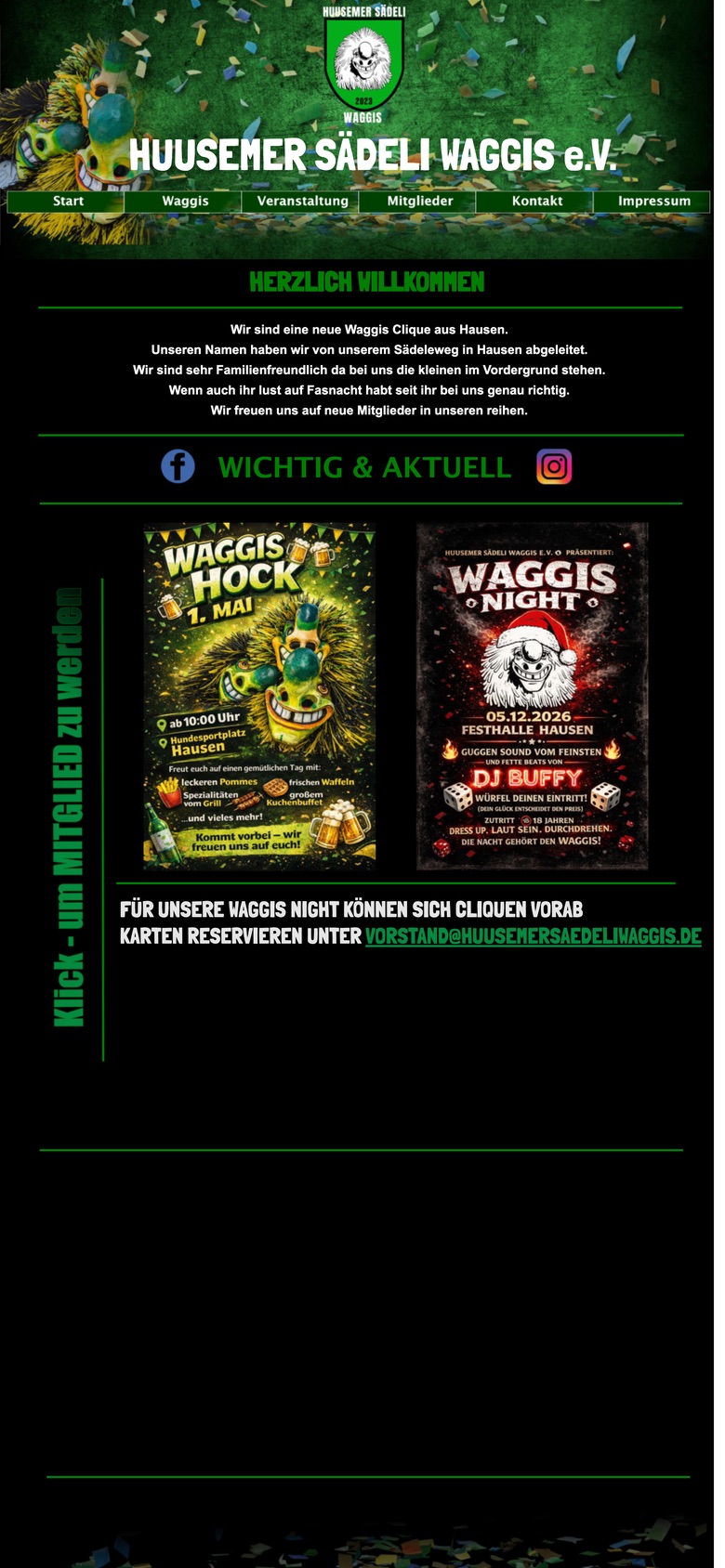 Waggis, alte Website auf dem Handy