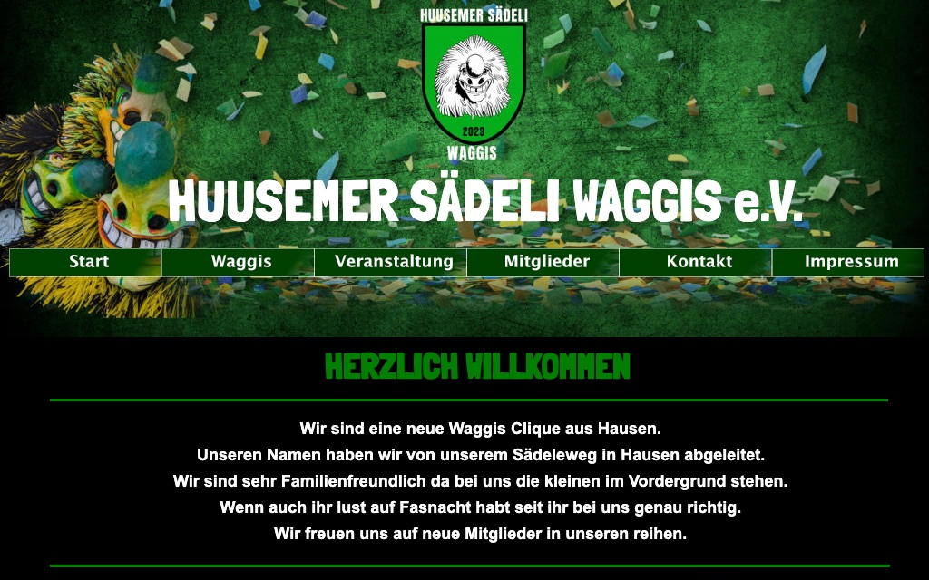 Waggis, alte Website: einfach gehalten, ohne Handyansicht