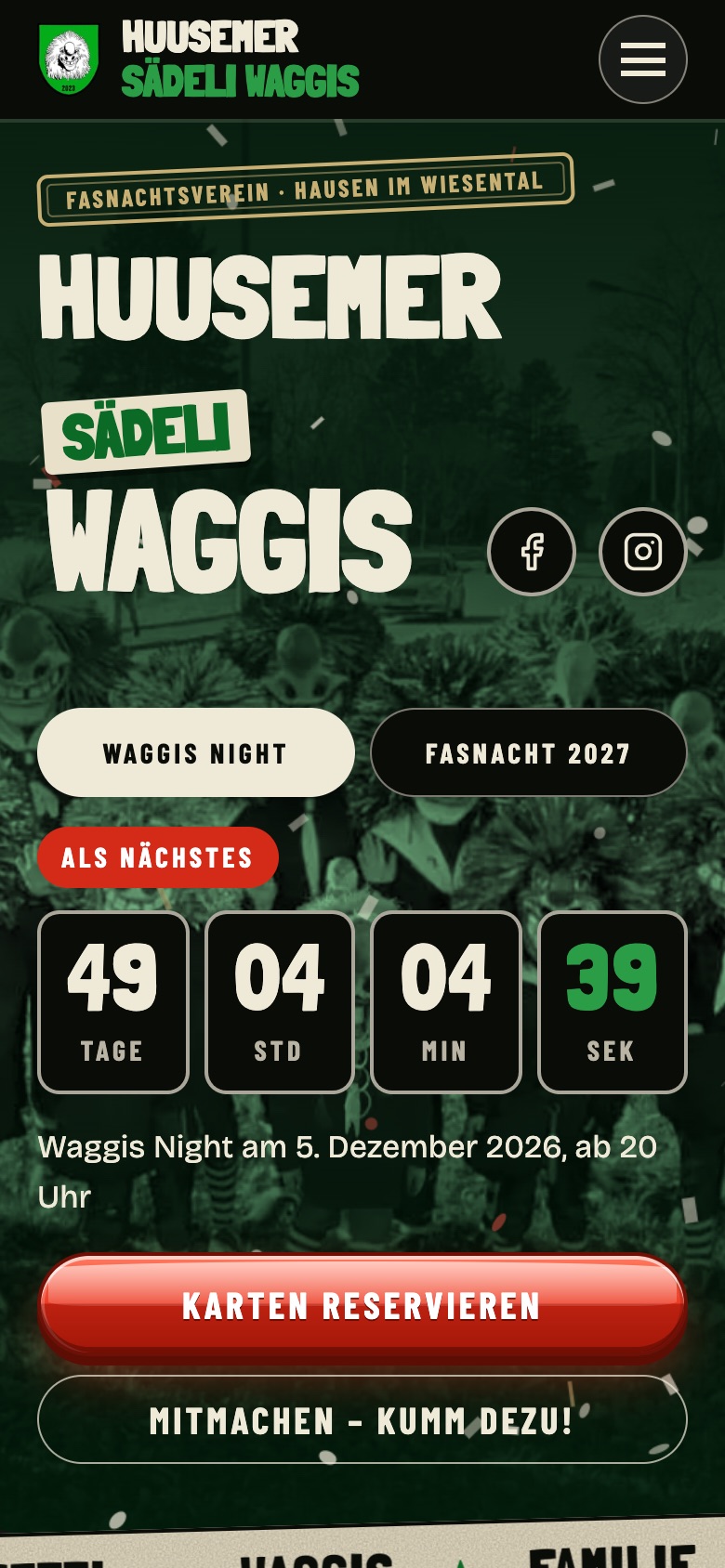 Waggis, neue Website auf dem Handy